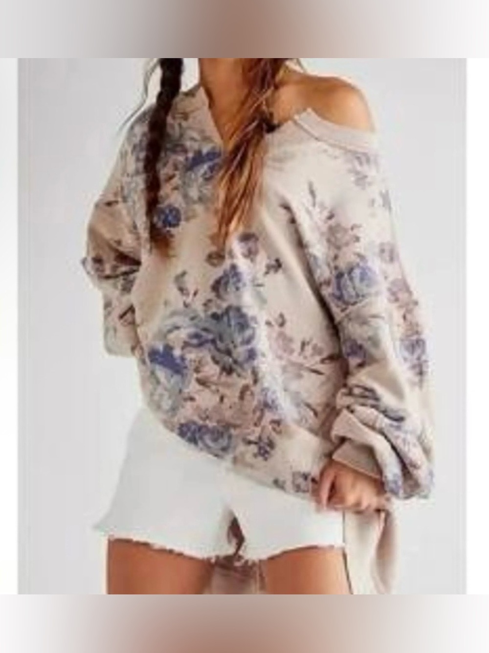 Free People - Dusty Rose Oversized Floral Pullover